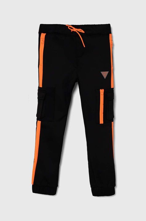 Детские спортивные штаны Guess цвет чёрный с аппликацией