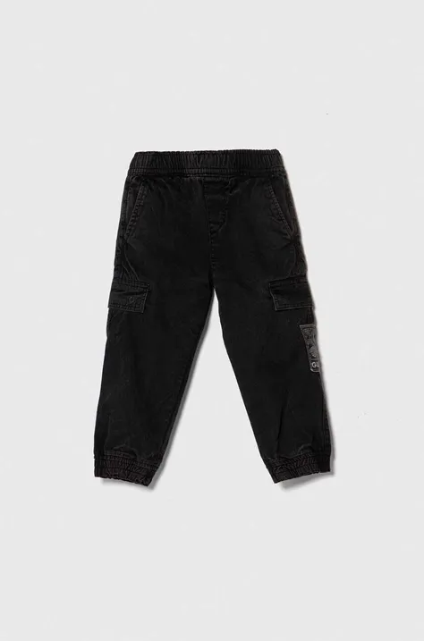 Guess pantaloni de bumbac pentru copii culoarea negru, neted