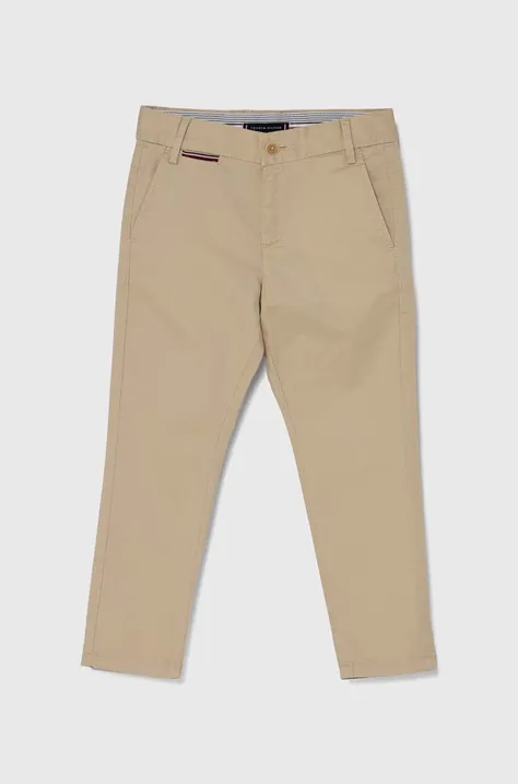Tommy Hilfiger pantaloni copii culoarea bej, neted
