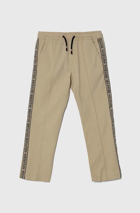 Tommy Hilfiger spodnie dziecięce kolor beżowy z nadrukiem