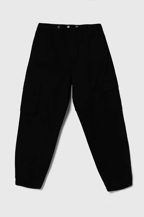 Dětské kalhoty United Colors of Benetton černá barva, hladké