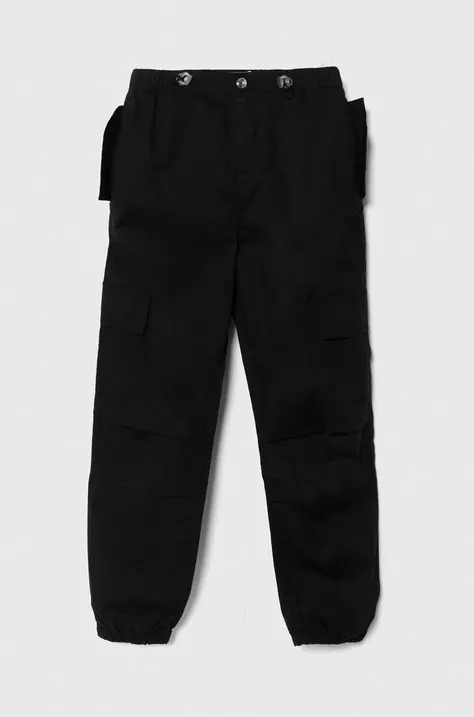 Detské nohavice United Colors of Benetton čierna farba, jednofarebné