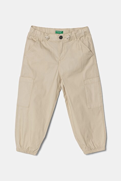 United Colors of Benetton pantaloni copii culoarea bej, neted