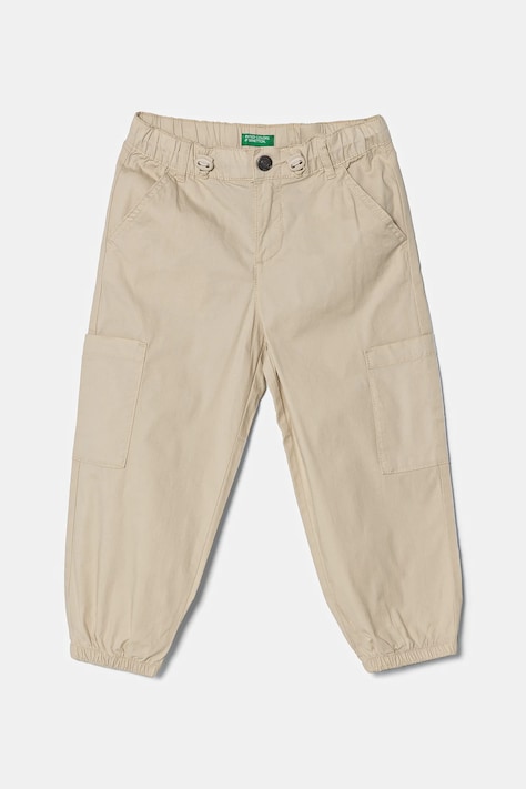 United Colors of Benetton pantaloni copii culoarea bej, neted