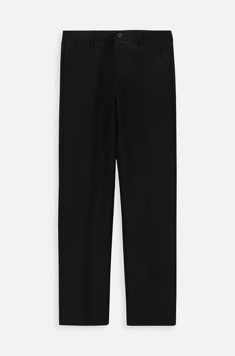Detské nohavice Coccodrillo čierna farba, jednofarebné