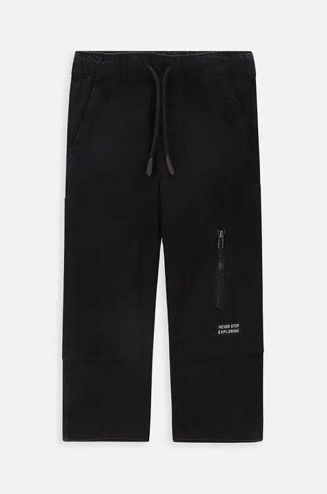 Дитячі штани Coccodrillo колір чорний однотонні