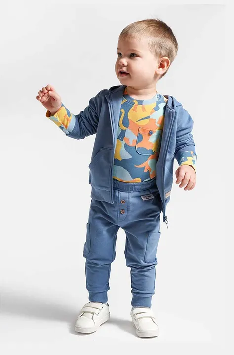 Coccodrillo spodnie dresowe niemowlęce kolor niebieski gładkie
