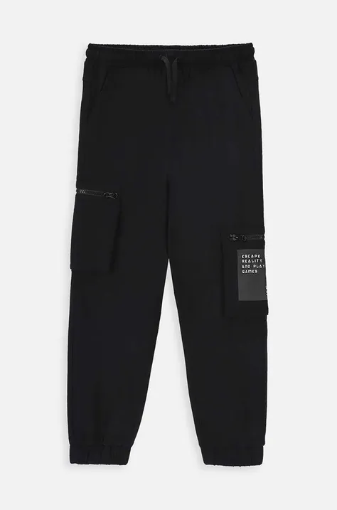 Coccodrillo pantaloni de trening pentru copii culoarea negru, cu imprimeu