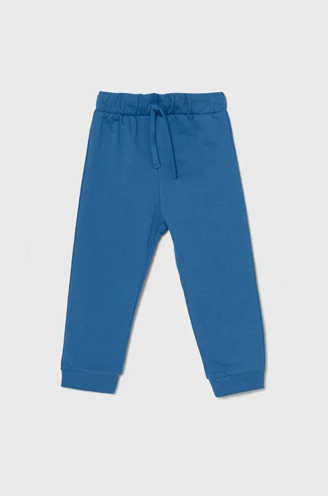 United Colors of Benetton spodnie dresowe bawełniane dziecięce kolor niebieski z nadrukiem