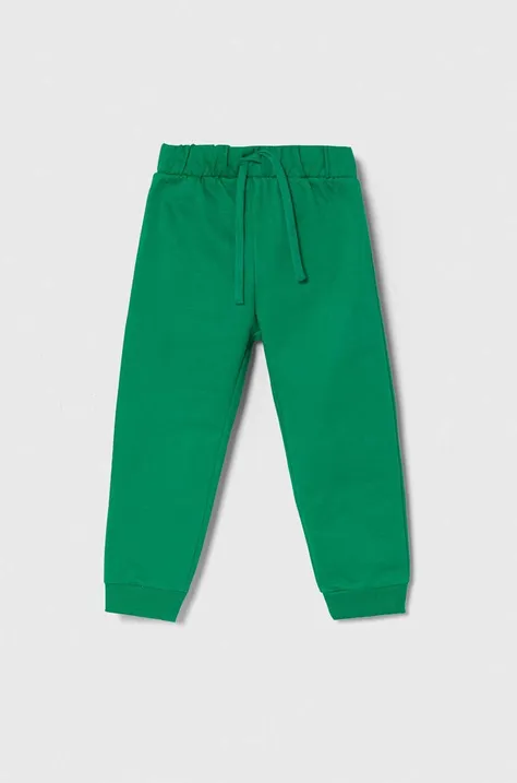 United Colors of Benetton gyerek pamut melegítőnadrág zöld, nyomott mintás