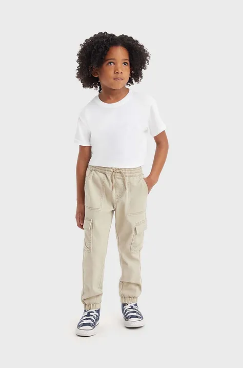 Detské nohavice Levi's béžová farba, jednofarebné