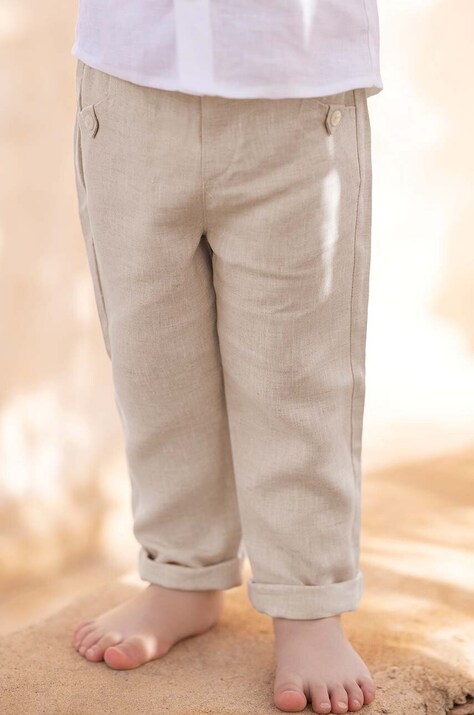 Tartine et Chocolat pantaloni de in pentru copii culoarea bej, neted