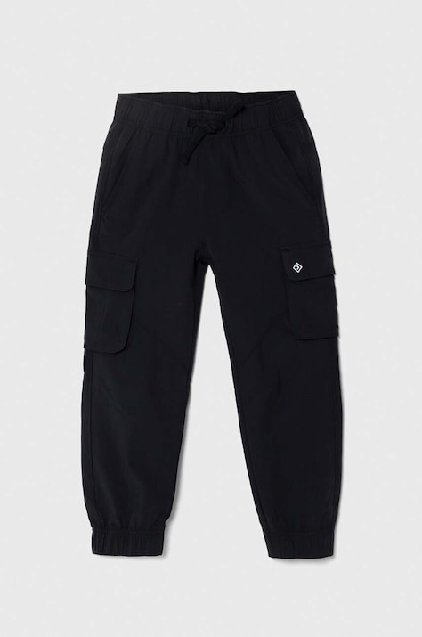 Detské tepláky Abercrombie & Fitch čierna farba, s potlačou