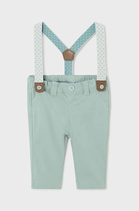 Mayoral Newborn pantaloni bebe culoarea verde, neted