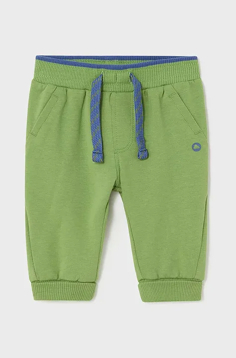 Дитячі спортивні штани Mayoral Newborn колір зелений однотонні