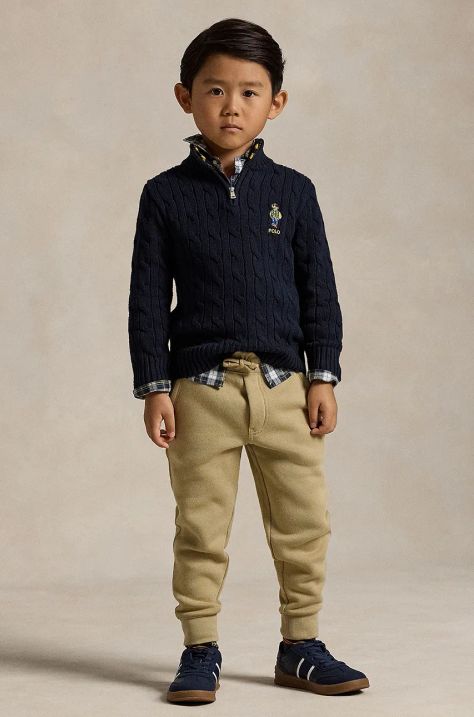 Детские спортивные штаны Polo Ralph Lauren цвет бежевый однотонные 322799362032