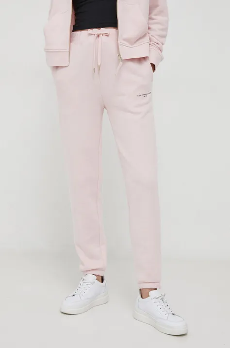 Tommy Hilfiger spodnie dresowe kolor różowy gładkie