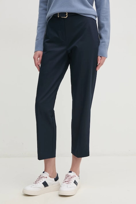 Tommy Hilfiger pantaloni femei, culoarea bej, drept, high waist, WW0WW40504