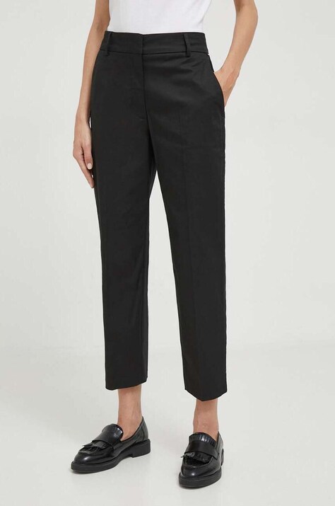 Tommy Hilfiger pantaloni femei, culoarea negru, drept, high waist WW0WW40504