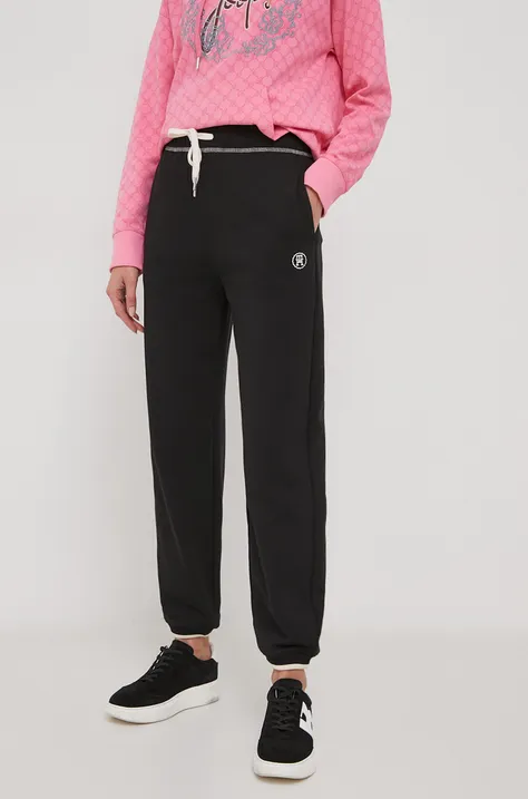 Tommy Hilfiger pantaloni da jogging in cotone colore nero