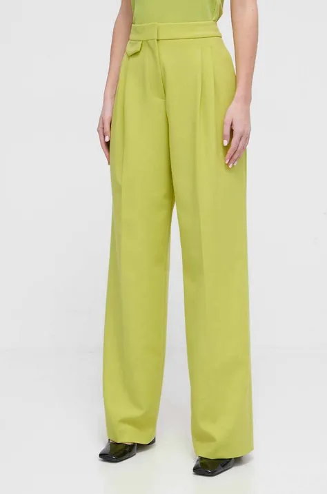 HUGO spodnie damskie kolor zielony proste high waist