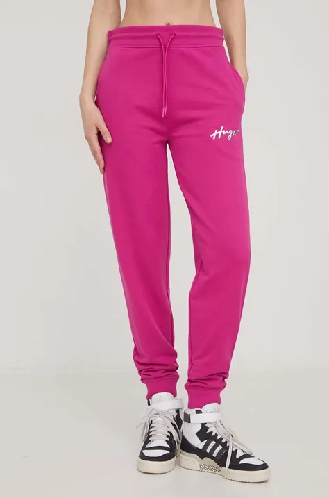 HUGO spodnie dresowe kolor różowy gładkie 50509171