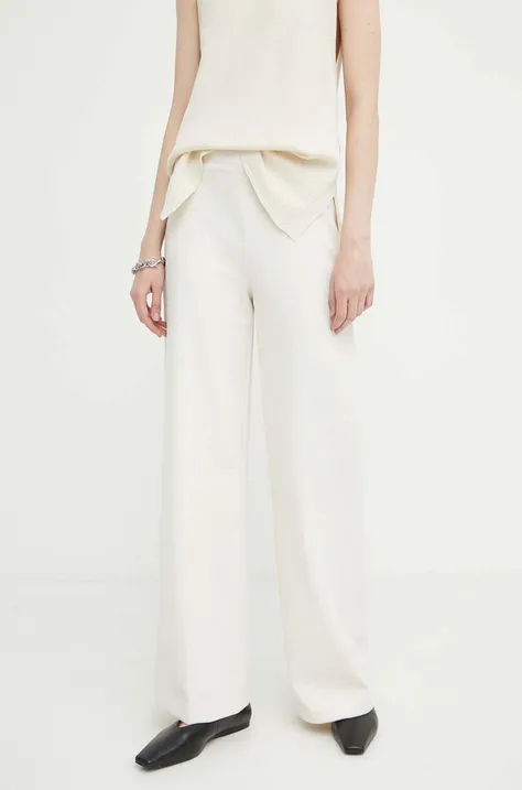 Kalhoty Drykorn BEFORE dámské, béžová barva, jednoduché, high waist, 138334 80693