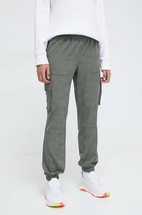 Kalhoty Dkny dámské, zelená barva, high waist, DP3P3383
