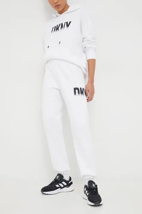 Спортивні штани Dkny колір білий з принтом