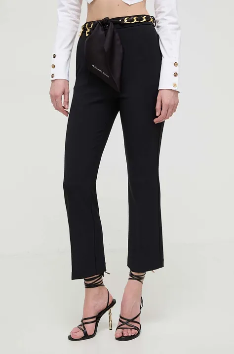 Elisabetta Franchi spodnie damskie kolor czarny proste high waist