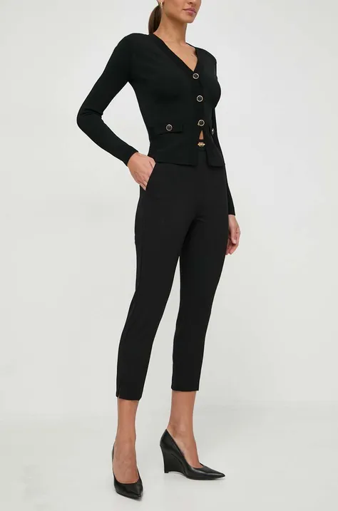 Kalhoty Elisabetta Franchi dámské, černá barva, fason cargo, high waist, PA02341E2