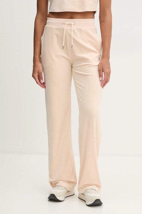 Guess pantaloni de trening COUTURE culoarea bej, cu imprimeu, V3BB26 KBXI2