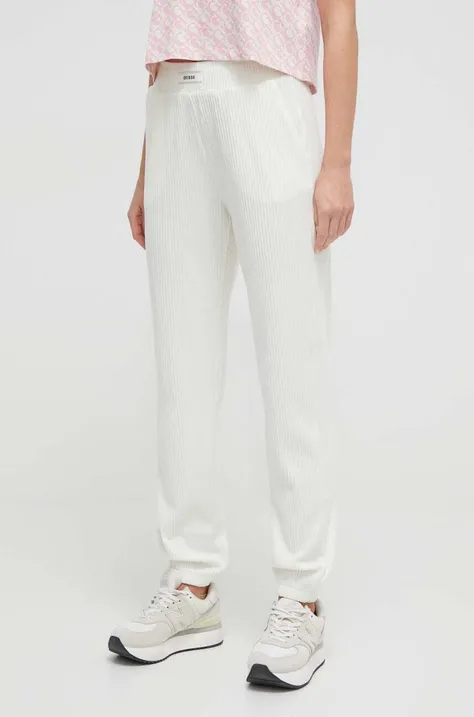 Спортивні штани Guess колір білий однотонні
