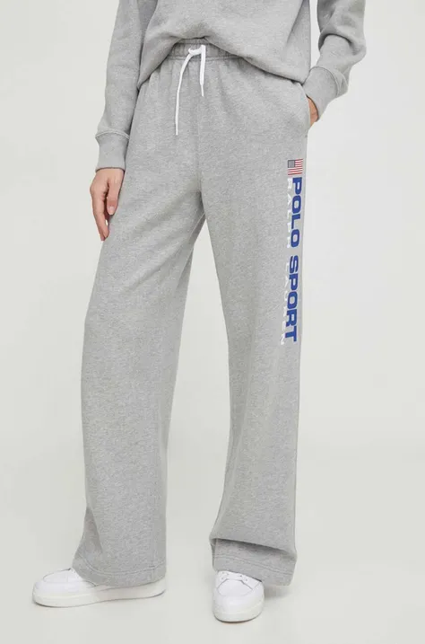 Polo Ralph Lauren pantaloni de trening culoarea gri, cu imprimeu 211936919