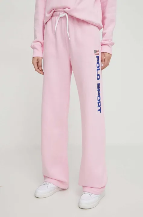 Спортивные штаны Polo Ralph Lauren цвет розовый с принтом