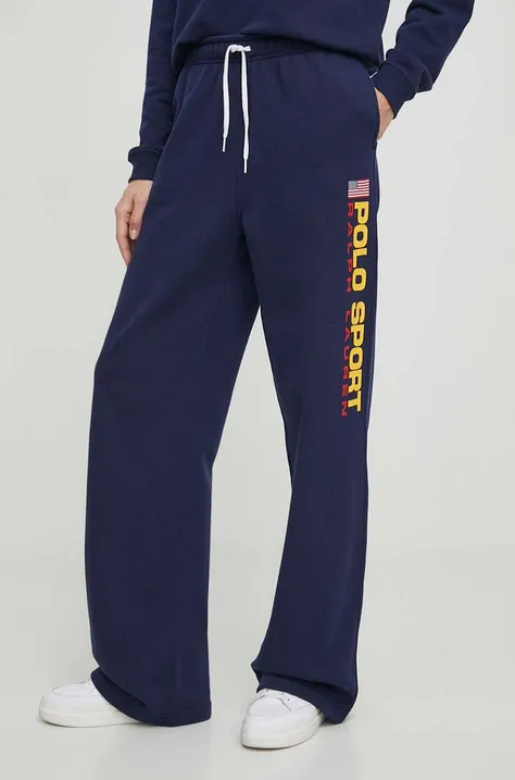 Polo Ralph Lauren pantaloni de trening culoarea bleumarin, cu imprimeu 211936919