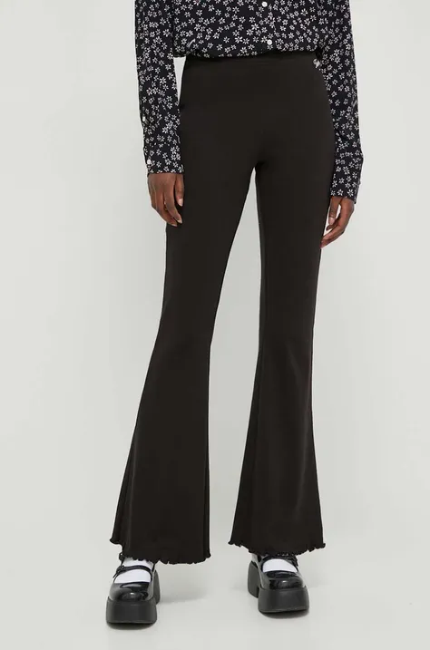 Tommy Jeans spodnie damskie kolor czarny dzwony high waist