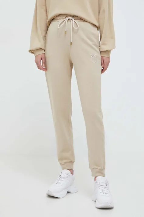 Βαμβακερό παντελόνι Pinko χρώμα: μπεζ
