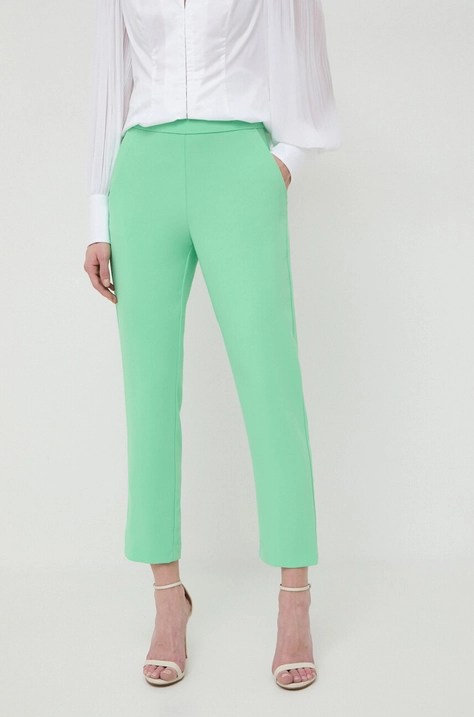 Pinko pantaloni femei, culoarea verde, drept, high waist