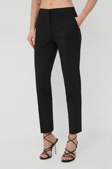 Twinset pantaloni femei, culoarea negru, fason tigareta, high waist