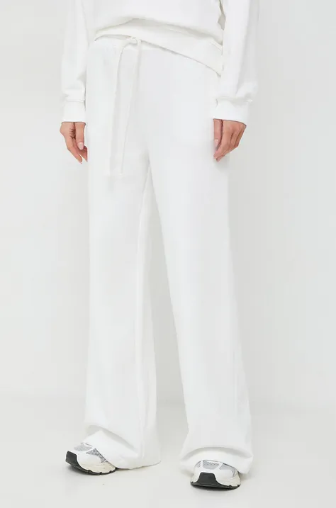 Twinset spodnie dresowe bawełniane kolor beżowy szerokie high waist