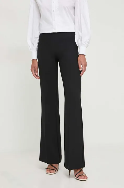 Twinset pantaloni femei, culoarea negru, lat, high waist