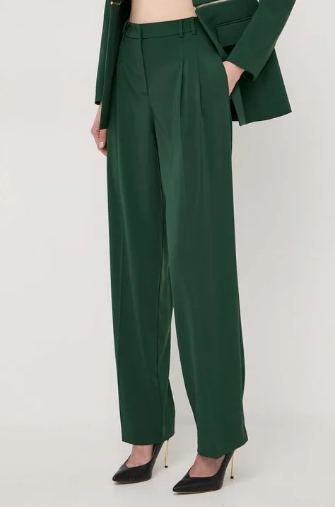 Nohavice Patrizia Pepe dámske, zelená farba, rovné, vysoký pás, 8P0598 A6F5