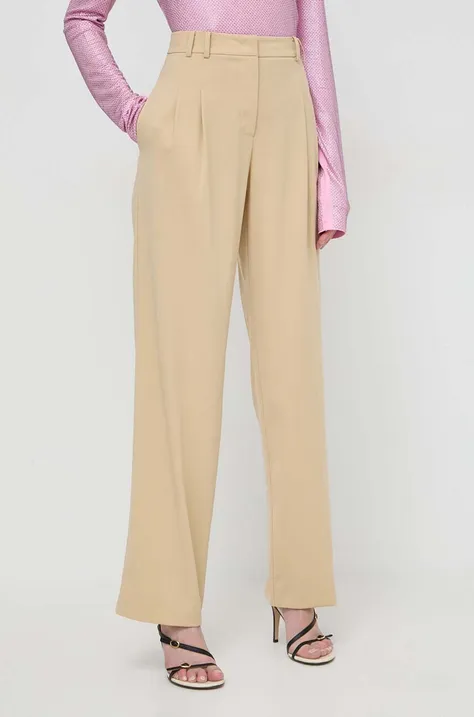 Patrizia Pepe spodnie damskie kolor beżowy proste high waist 8P0598 A6F5
