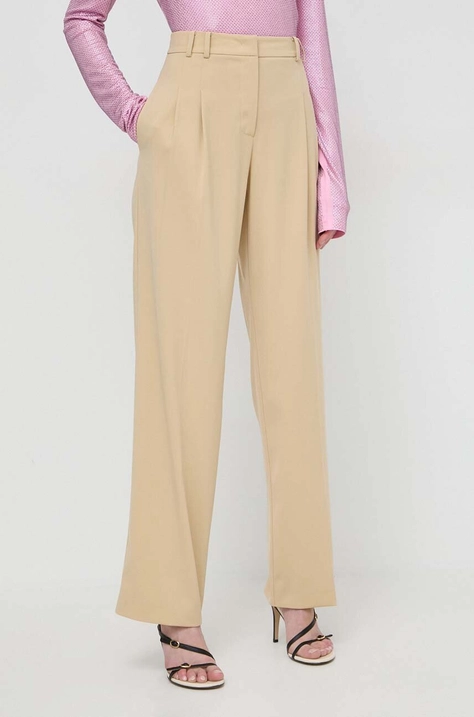 Patrizia Pepe pantaloni femei, culoarea bej, drept, high waist