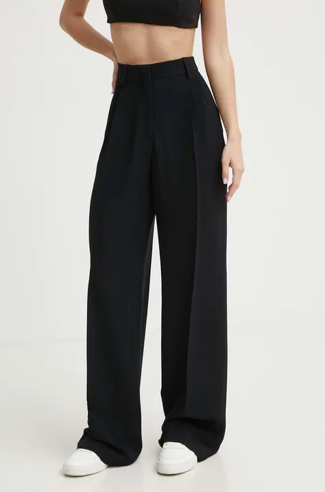 Iceberg pantaloni femei, culoarea negru, drept, high waist