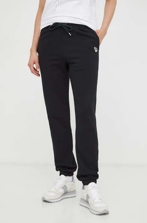 Бавовняні спортивні штани PS Paul Smith колір чорний з аплікацією