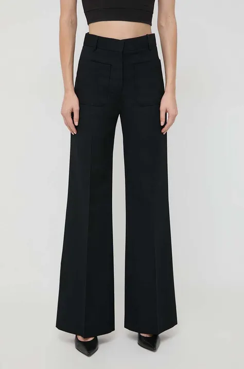 Παντελόνι από μείγμα μαλλιού Victoria Beckham χρώμα: μαύρο