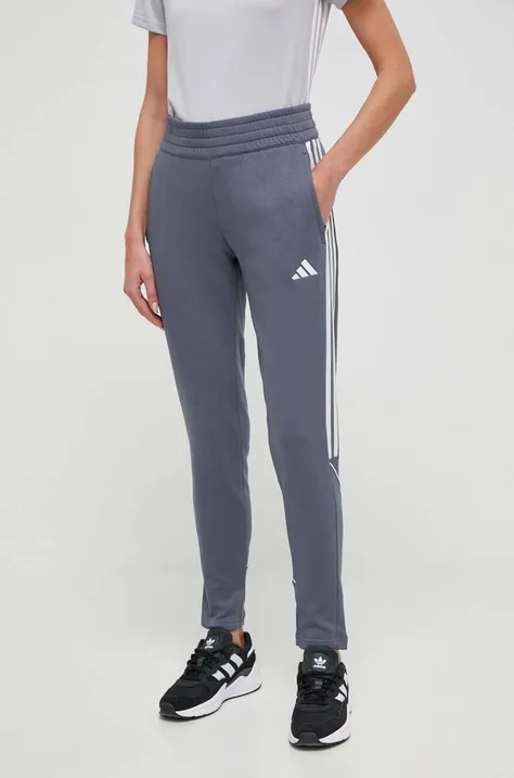 Hlače za vadbo adidas Performance Tiro 23 siva barva