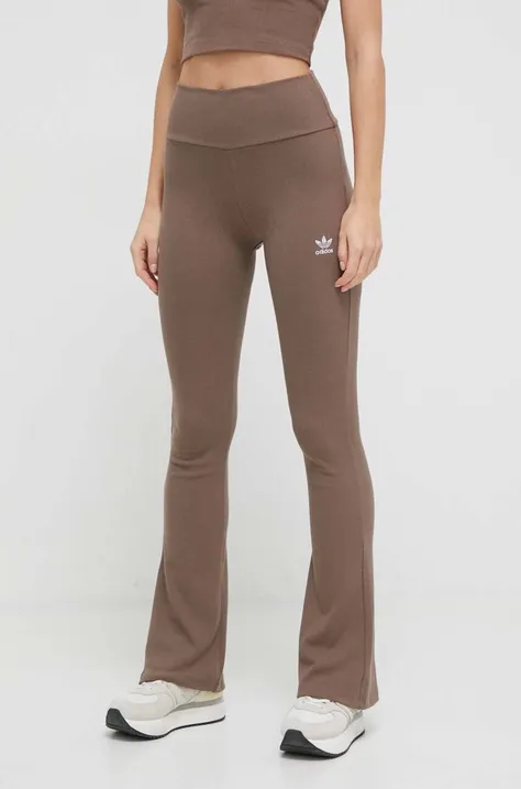 adidas Originals spodnie damskie kolor brązowy dzwony high waist IR5945